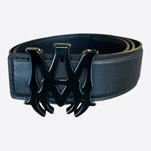 Amiri Black MA Logo Leather Belt